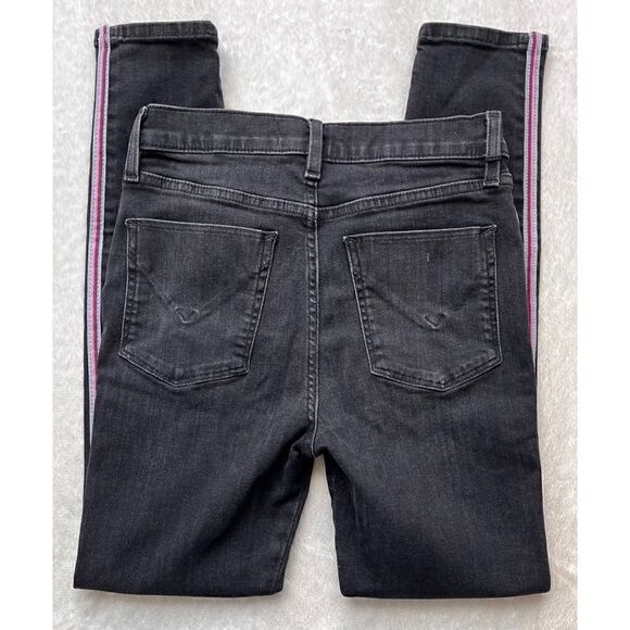 Hudson Jeans Barbara High Rise Track Stripe Super Skinny Jeans in Dark Raven - Picture 16 of 16